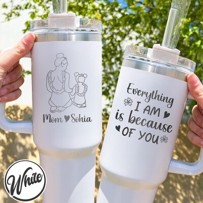 Mom And Daughter Tumbler,Mom Gift From Daughter,Personalized Tumbler 40oz Gift For Mom,Mom Tumbler Handle, Custom Photo Tumbler For Mom - image3